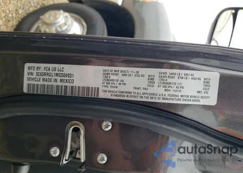 2021 Ram 3500 Tradesman z USA, uszkodzony, nr VIN 3C63RRGL1MG504931